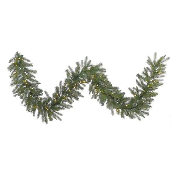 9' x 14" Artificial Dunhill Fir Garland 100 Warm White Italian LED Lights