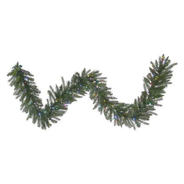 9' x 14" Artificial Dunhill Fir Garland 100 Multi-Color Italian LED Lights