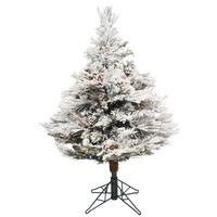 Vickerman 3.5' x 35" Artificial Flocked Alberta 150 Multi-Colored Italian LED Lights with Pine Cones