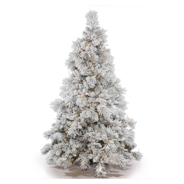 7.5' x 64" Artificial Flocked Alberta 650 Warm White Italian LED Lights with Pine Cones