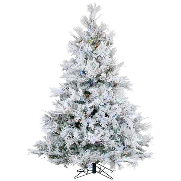 7.5' x 64" Artificial Flocked Alberta 650 Multi-Colored Italian LED Lights with Pine Cones