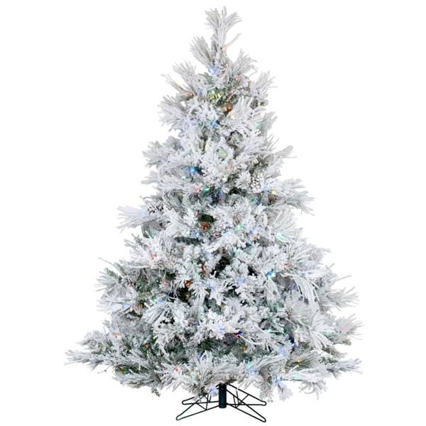 10' x 82" Artificial Flocked Alberta 1300 Multi-Colored Italian LED Lights with Pine Cones
