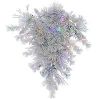 Vickerman 36" x 20" Artificial Flocked Alberta Teardrop 50 Multi-Color Italian LED Lights with Pine Cones