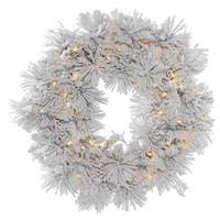 Vickerman 30" Artificial Flocked Alberta 50 Warm White Italian LED Lights with Pine Cones