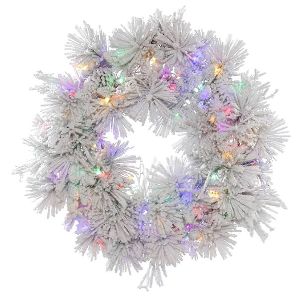 36" Artificial Flocked Alberta 100 Multi-Color Italian LED Lights with Pine Cones
