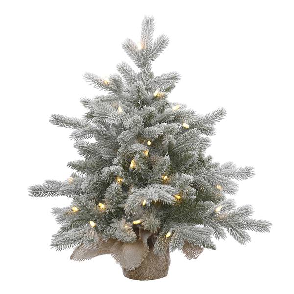 24" x 24" Artificial Frosted Sable Pine 50 Clear Miniature Lights