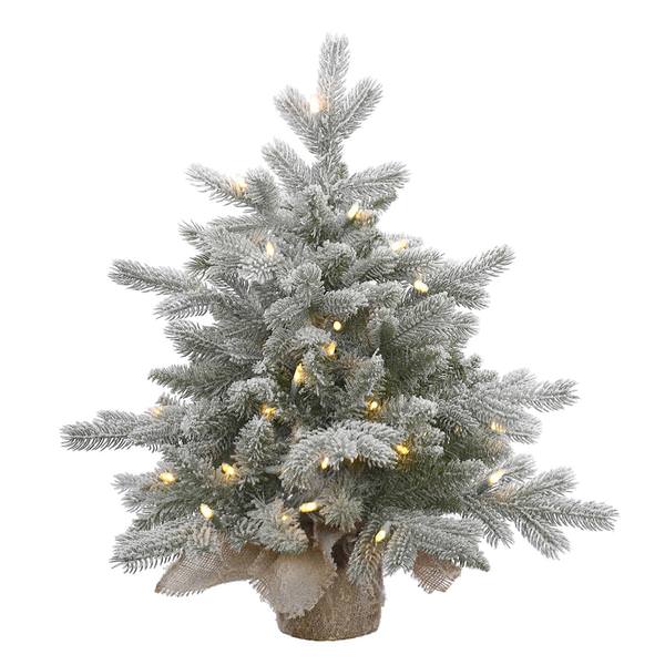 24" x 24" Artificial Frosted Sable Pine 50 Warm White Italian LED Lights
