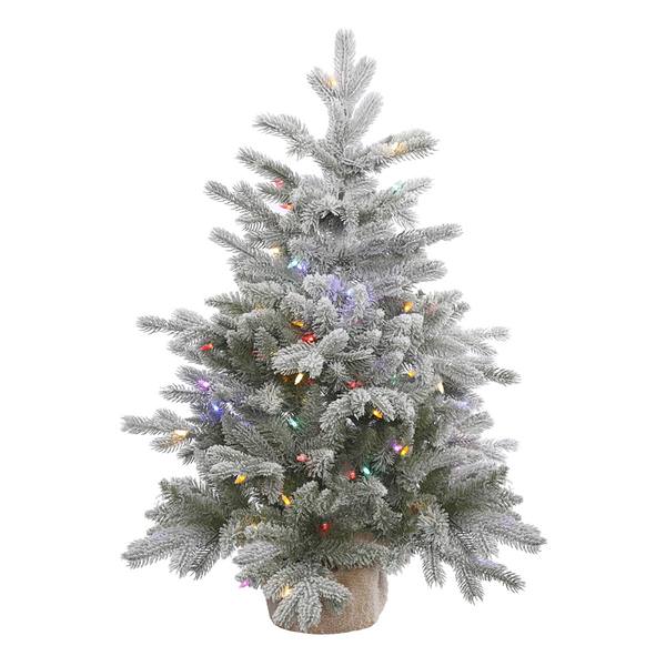 36" x 28" Artificial Frosted Sable Pine 100 Multi-Color LED Lights