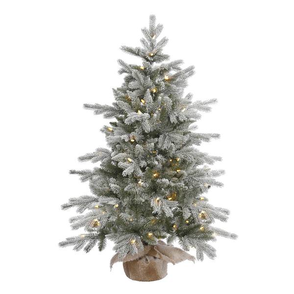 4' x 32" Artificial Frosted Sable Pine 100 Warm White Italian LED Lights