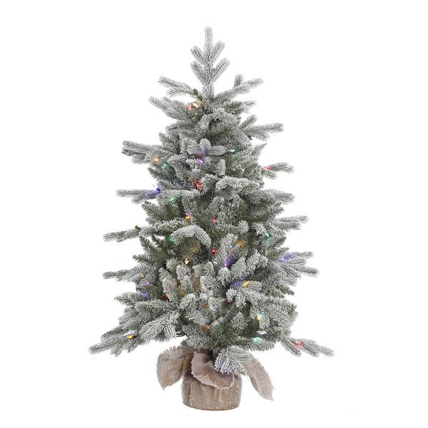 4' x 32" Artificial Frosted Sable Pine 100 Multi-Color LED Lights