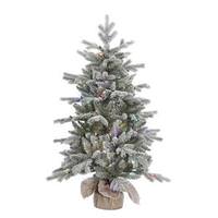 Vickerman 4' x 32" Artificial Frosted Sable Pine 100 Multi-Color LED Lights
