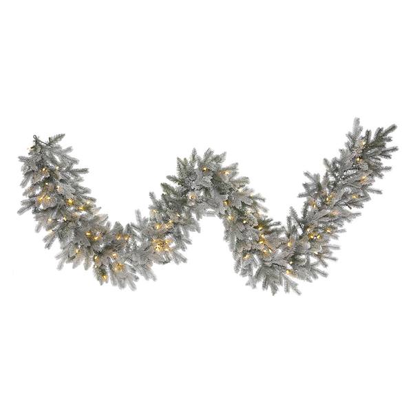9' x 14" Frosted Sable Pine Garland 100 Warm White Italian LED Lights