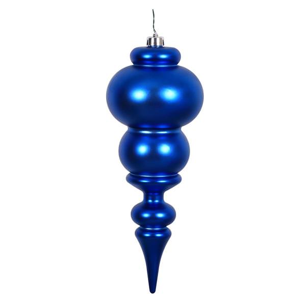 14" Blue Matte Finial Ornament