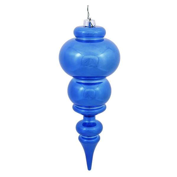 14" Blue Shiny Finial Ornament