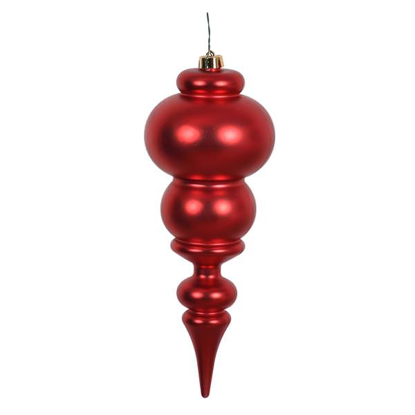 14" Red Matte Finial Ornament