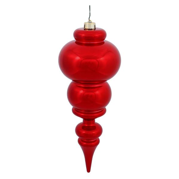 14" Red Shiny Finial Ornament
