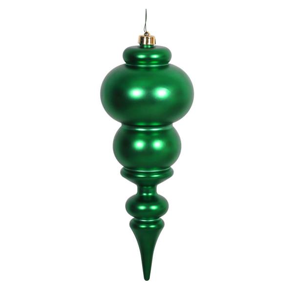 14" Green Matte Finial Ornament