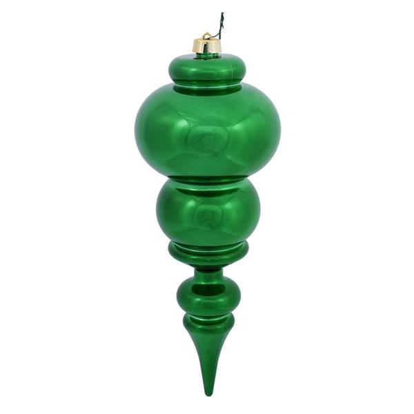 14" Green Shiny Finial Ornament