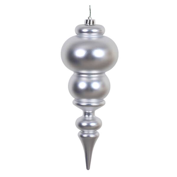 14" Silver Matte Finial Ornament