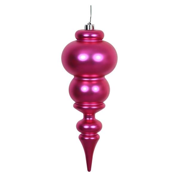 14" Magenta Matte Finial Ornament