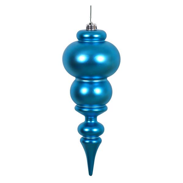 14" Turquoise Matte Finial Ornament