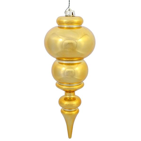14" Honey Gold Shiny Finial Ornament