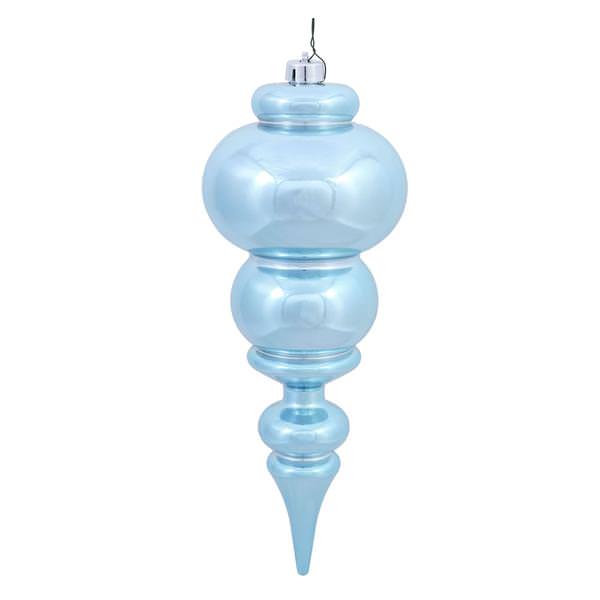 14" Baby Blue Shiny Finial Ornament