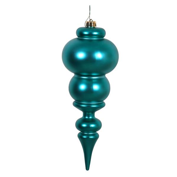 14" Teal Matte Finial Ornament