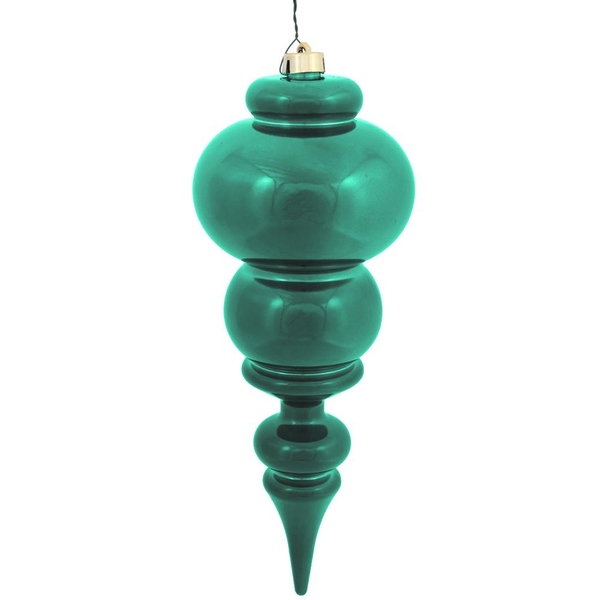 14" Teal Shiny Finial Ornament