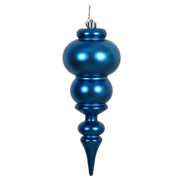 14" Sea Blue Matte Finial Ornament