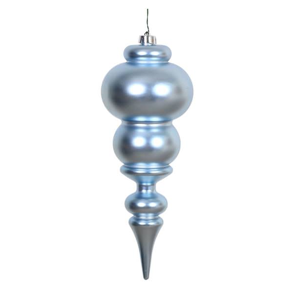 14" Steel Blue Matte Finial Ornament