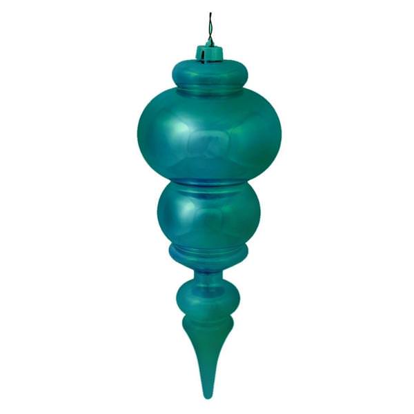 14" Steel Blue Shiny Finial Ornament