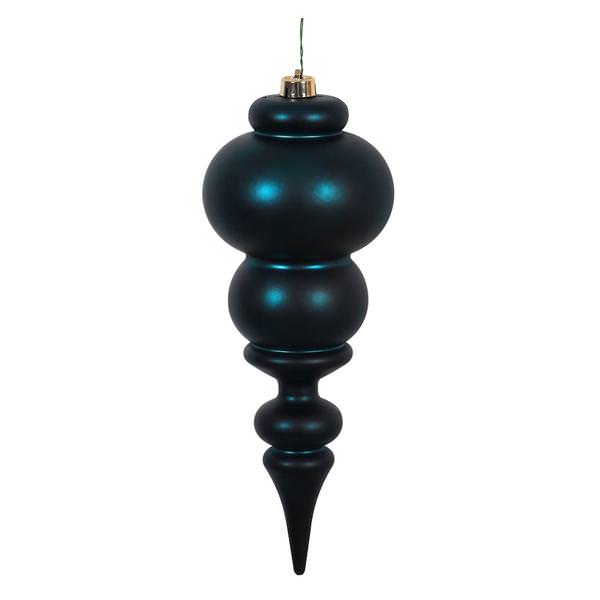 14" Midnight Green Matte Finial Ornament