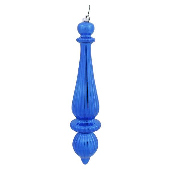 14" Blue Shiny Finial Drop Ornament (2 pack)