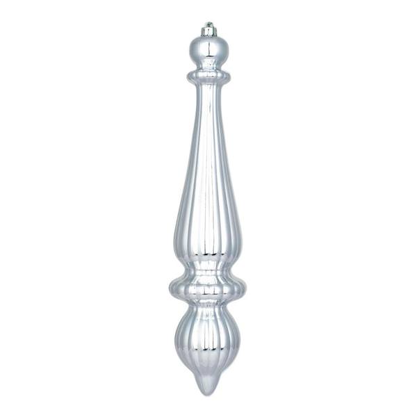 14" Silver Matte Finial Drop Ornaments (2 pack)