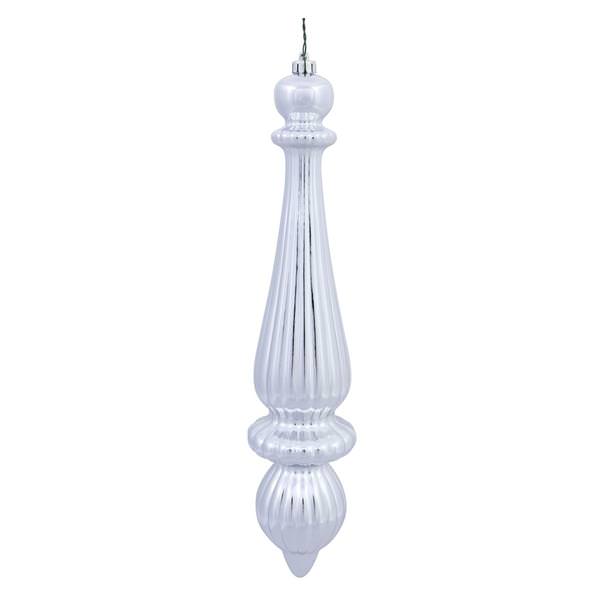 14" Silver Shiny Finial Drop Ornament (2 pack)