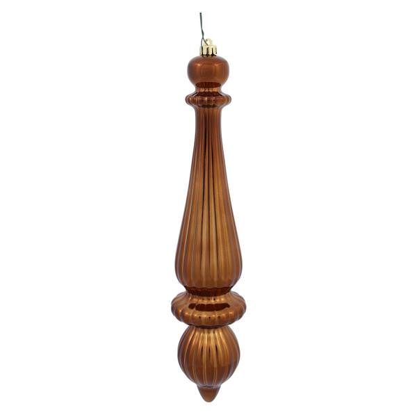 14" Mocha Shiny Finial Drop Ornament (2 pack)
