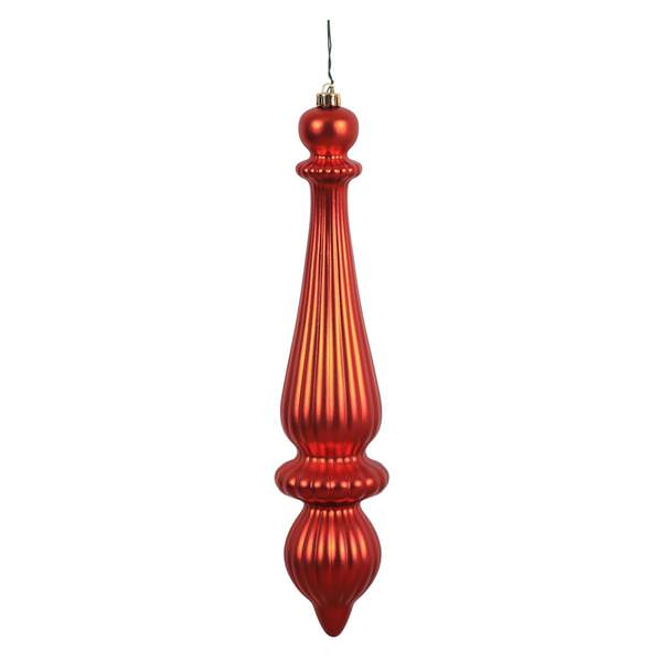 14" Burnished Orange Matte Finial Drop Ornament (2 pack)