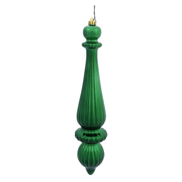 14" Emerald Shiny Finial Drop Ornament (2 pack)