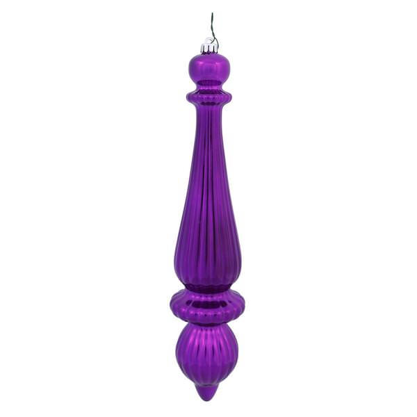 14" Plum Shiny Finial Drop Ornament (2 pack)