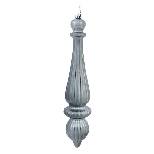14" Pewter Shiny Finial Drop Ornament (2 pack)