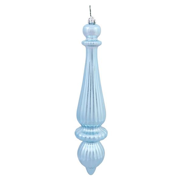 14" Baby Blue Shiny Finial Drop Ornament (2 pack)