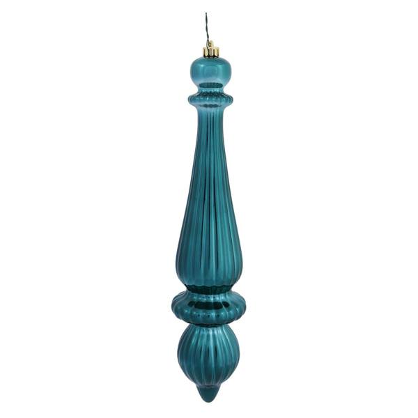 14" Teal Shiny Finial Drop Ornament (2 pack)