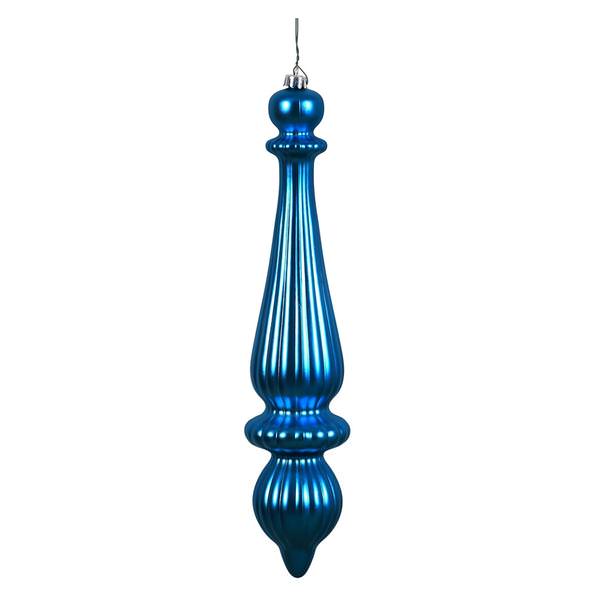 14" Sea Blue Matte Finial Drop Ornament (2 pack)