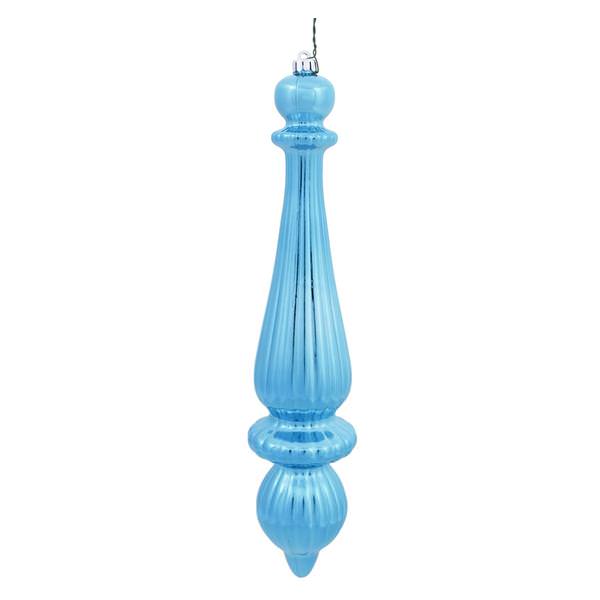 14" Sea Blue Shiny Finial Drop Ornament (2 pack)