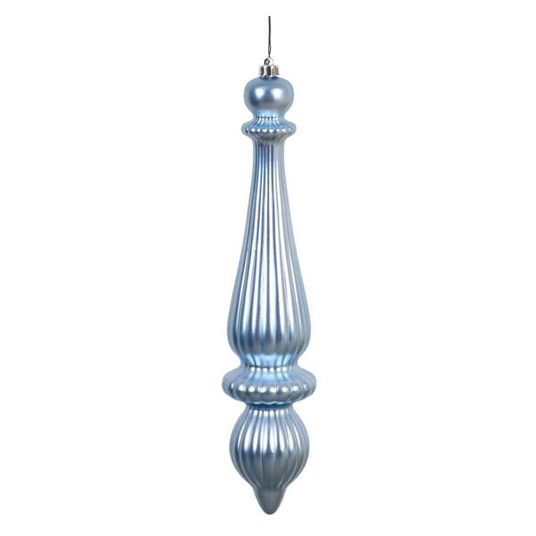 14" Steel Blue Matte Finial Drop Ornament (2 pack)