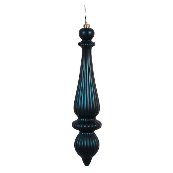 14" Midnight Green Matte Finial Drop Ornament (2 pack)