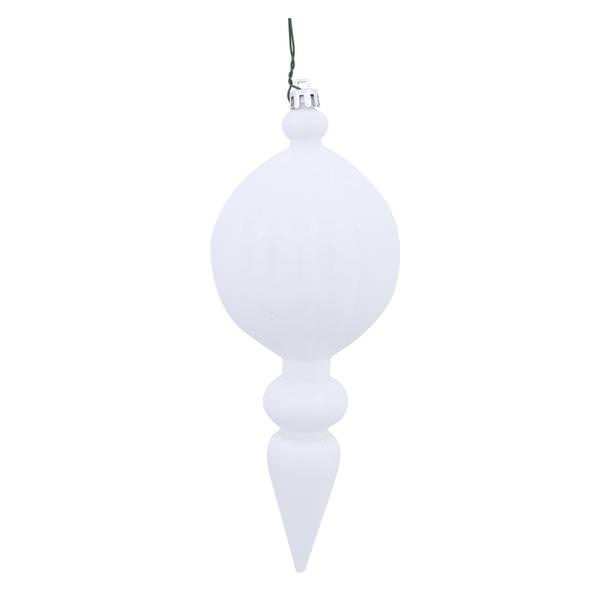 8" White Shiny Finial Ornament (6 pack)