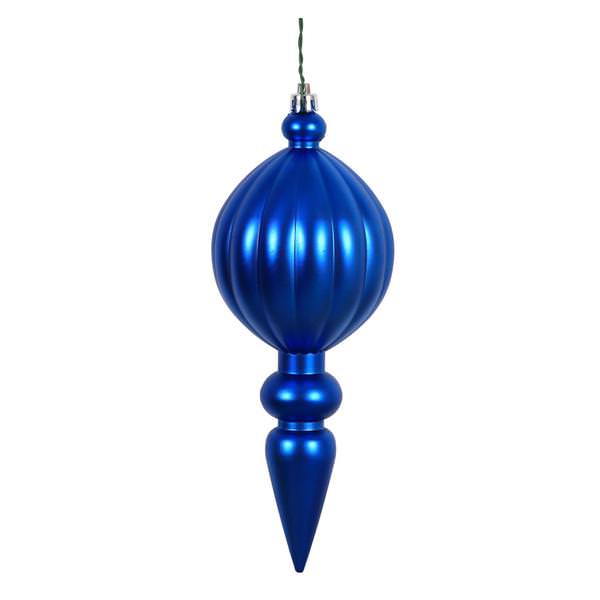 8" Blue Matte Finial Ornament (6 pack)