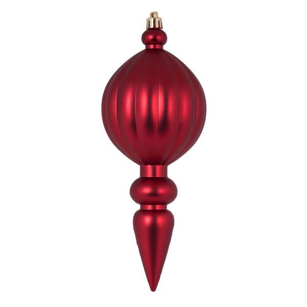 8" Red Matte Finial Ornaments (6 pack)